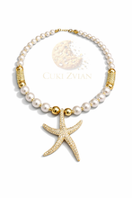 Cargar imagen en el visor de la galería, Collar Estrella de Mar Cuki Zvian con Perlas y Baño en Oro de 14K – Artesanía Mexicana