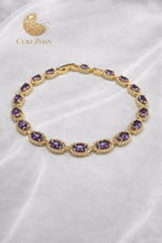 Cargar imagen en el visor de la galería, Pulsera Cuki Zvian con Amatistas y Baño en Oro de 14K
