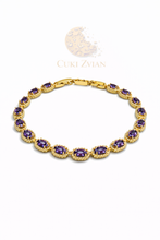 Cargar imagen en el visor de la galería, Pulsera Cuki Zvian con Amatistas y Baño en Oro de 14K
