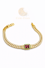 Cargar imagen en el visor de la galería, Pulsera Tennis Presidential Cuki Zvian con Diamantes y Baño en Oro de 14K
